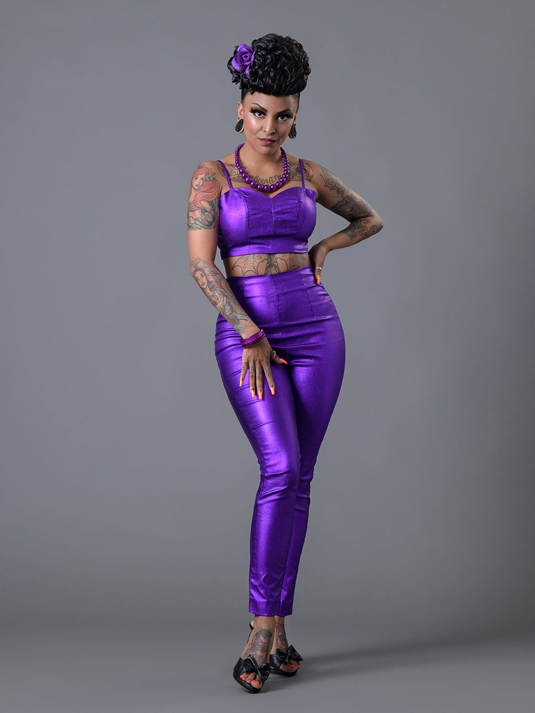 Bombshell High Waist Lurex Pants- New Colors – Rockin Bettie