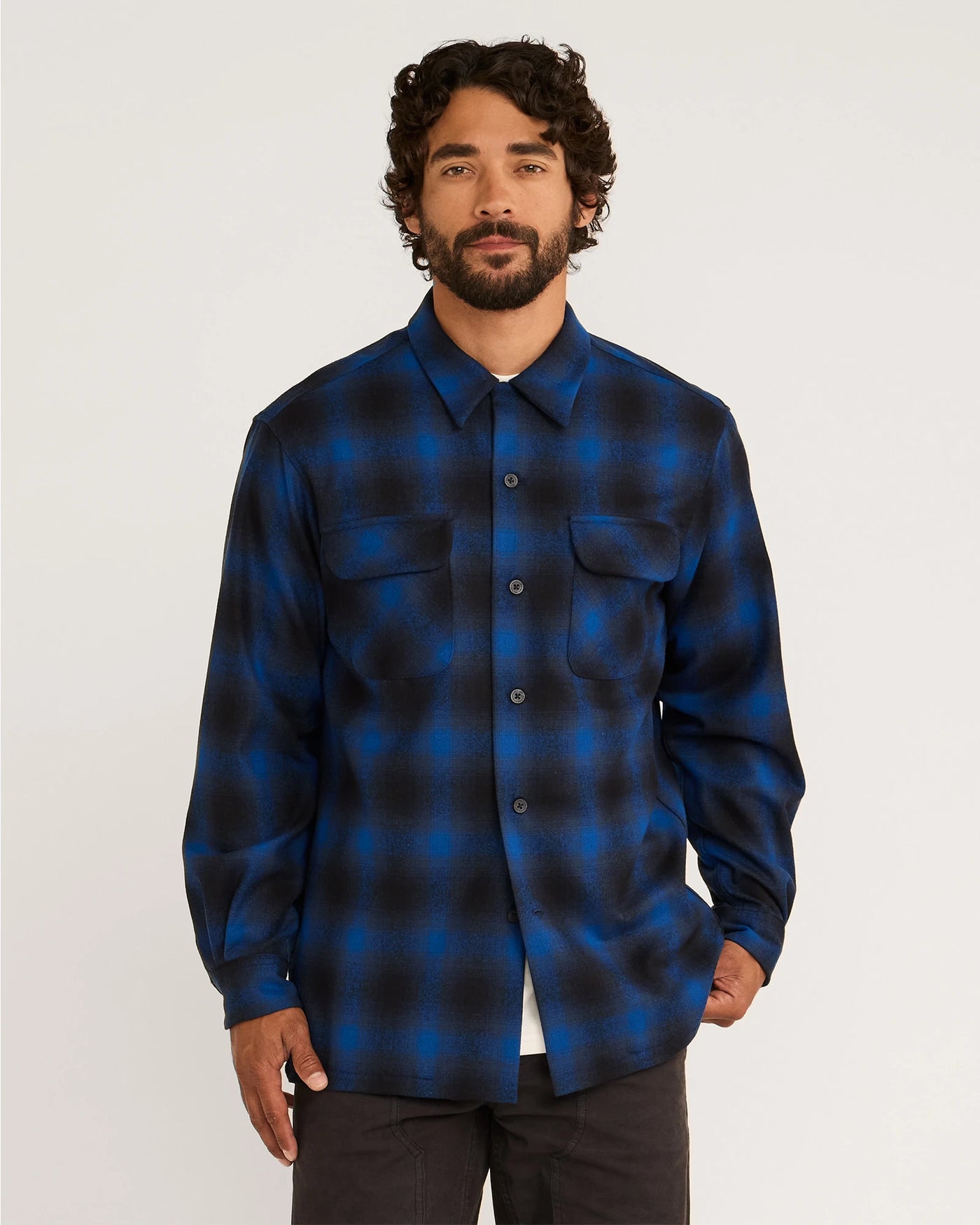 Pendleton Board Shirt Plaid Blue Black