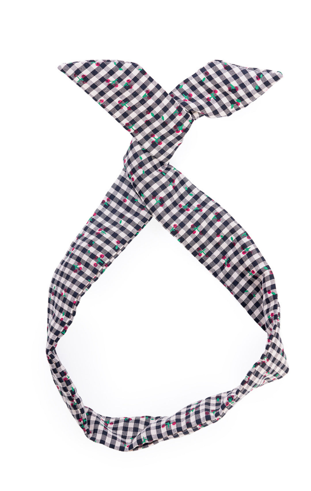 Cherry gingham hair tie