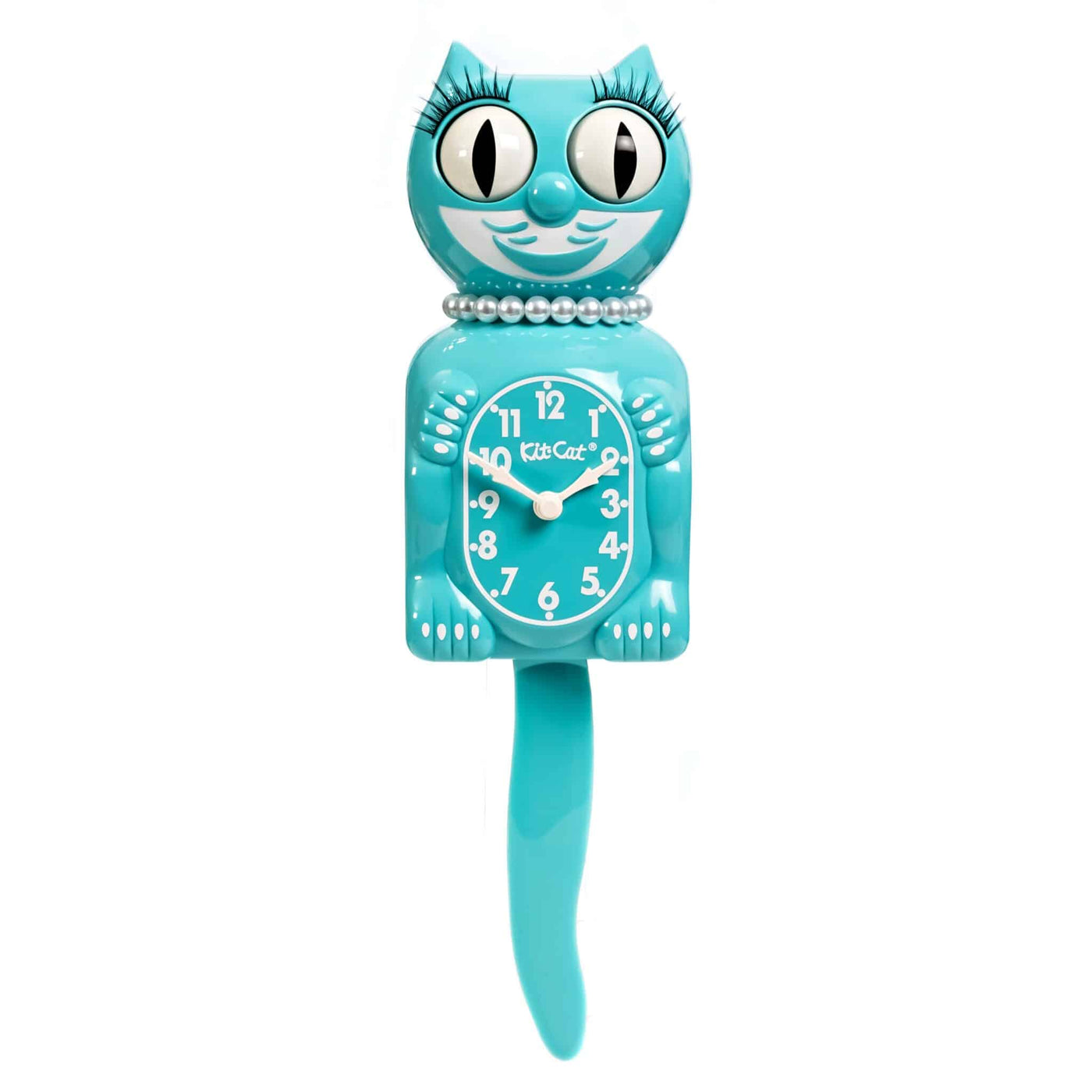 Vibrant Blue Turquoise Lady Kit-Cat Klock