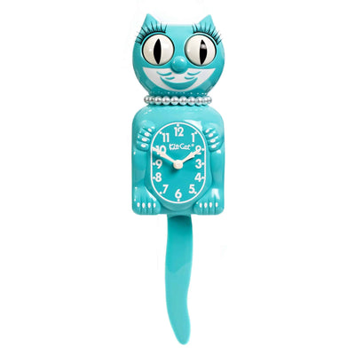 Vibrant Blue Turquoise Lady Kit-Cat Klock